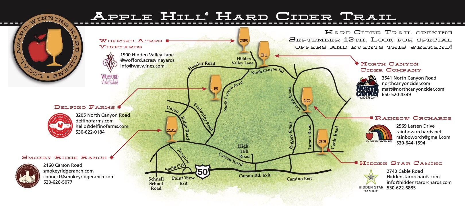 2020 Apple Hill Hard Cider Trail Map