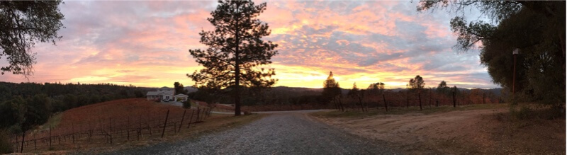 el dorado county road at sunset